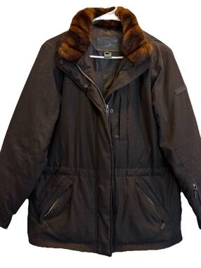 Lauren Ralph Lauren Ski Womens Faux Fur Collar Black Down Puffer Jacket Small